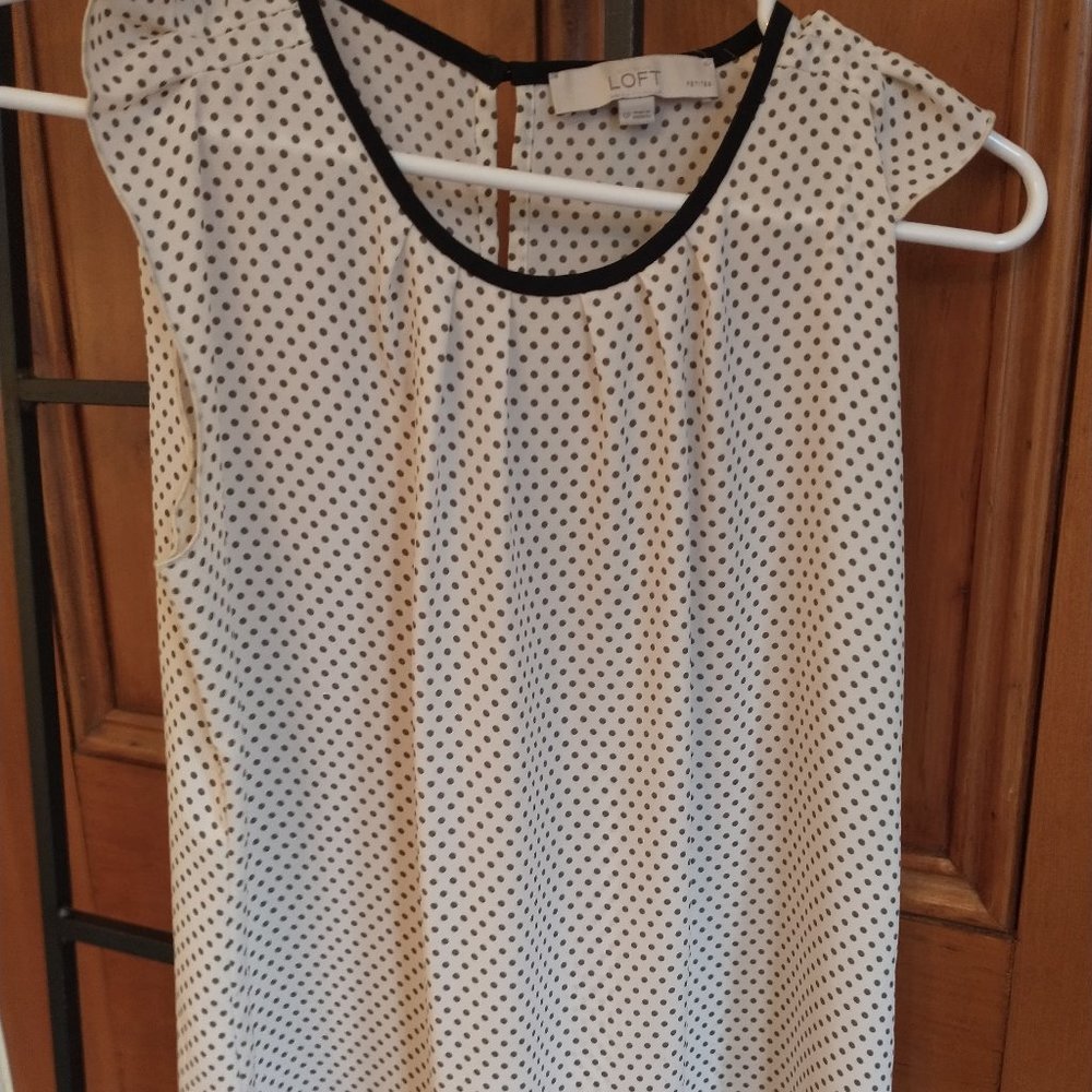 women's shirt, polka dots, loft, Small petite